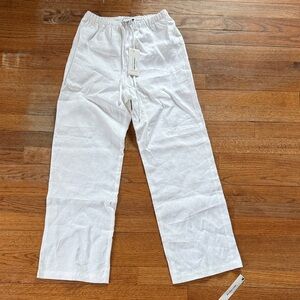 Reformation White Linen Blend Drawstring Pants Olina petite